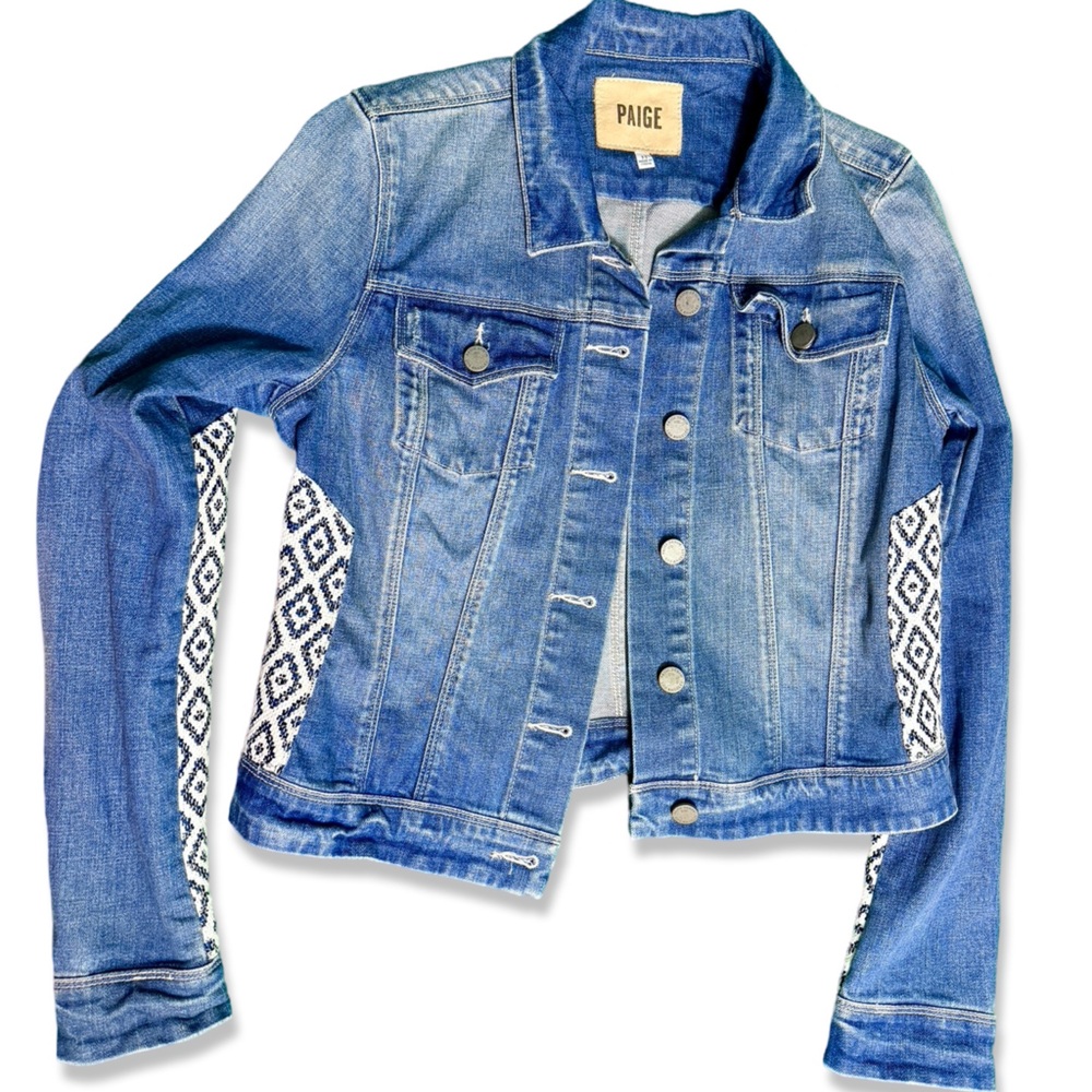 PAIGE Women's Vermont Denim Jacket with Woven Insert Embellishment - Picture 8 of 8